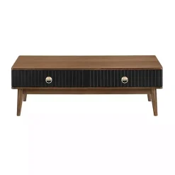 Sale Kirklands Home & Walnut Soft-Close Wood Coffee Table Black