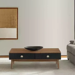 Sale Kirklands Home & Walnut Soft-Close Wood Coffee Table Black