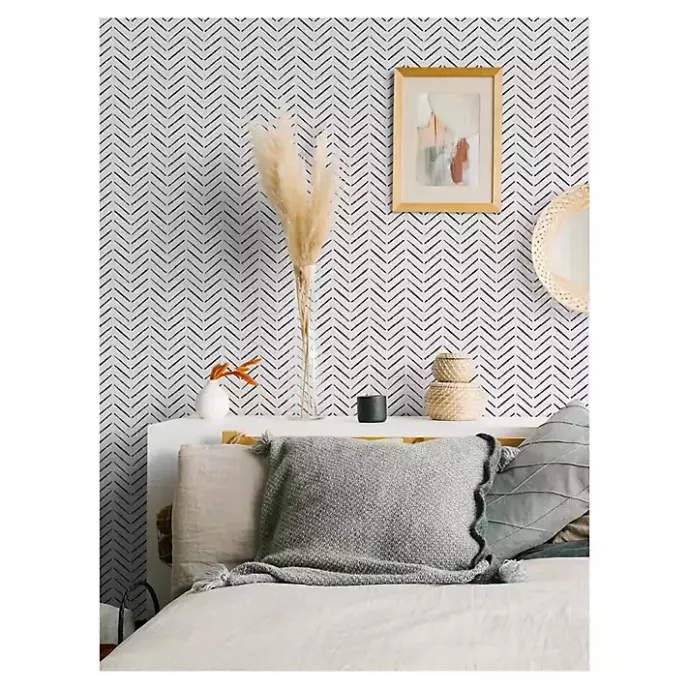 Kirklands Home Black & White Chevron Peel & Stick Wallpaper