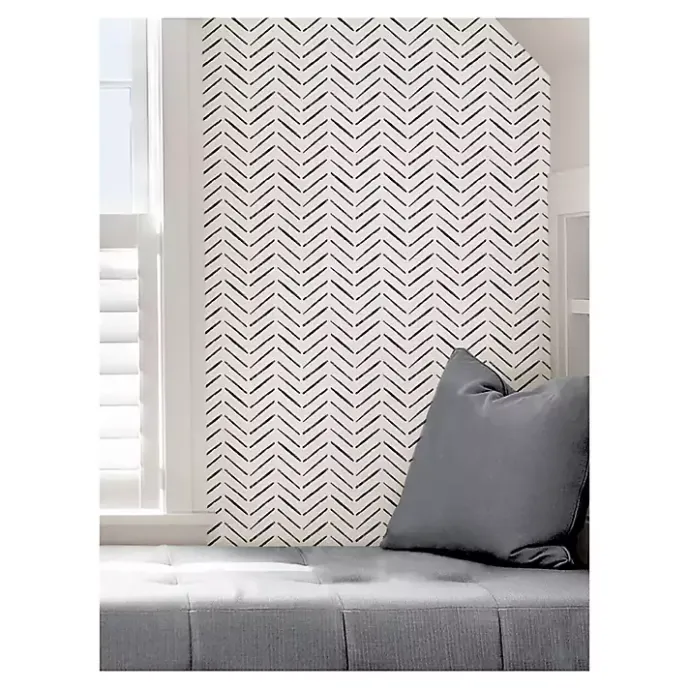 Kirklands Home Black & White Chevron Peel & Stick Wallpaper