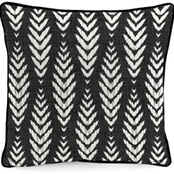 Outlet Kirklands Home Black & White Geometric Leaves Outdoor Pillow