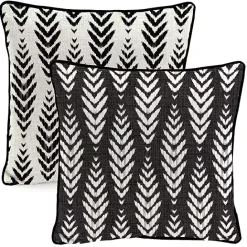 Outlet Kirklands Home Black & White Geometric Leaves Outdoor Pillow