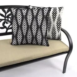 Outlet Kirklands Home Black & White Geometric Leaves Outdoor Pillow