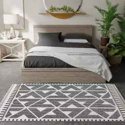 Sale Kirklands Home & White Geometric Shag Area Rug, 8x10 Black