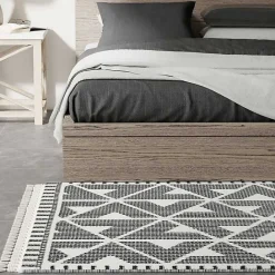 Sale Kirklands Home & White Geometric Shag Area Rug, 8x10 Black