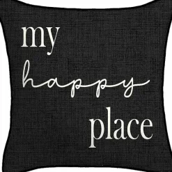 Hot Kirklands Home Black & White My Happy Place Outdoor Pillow