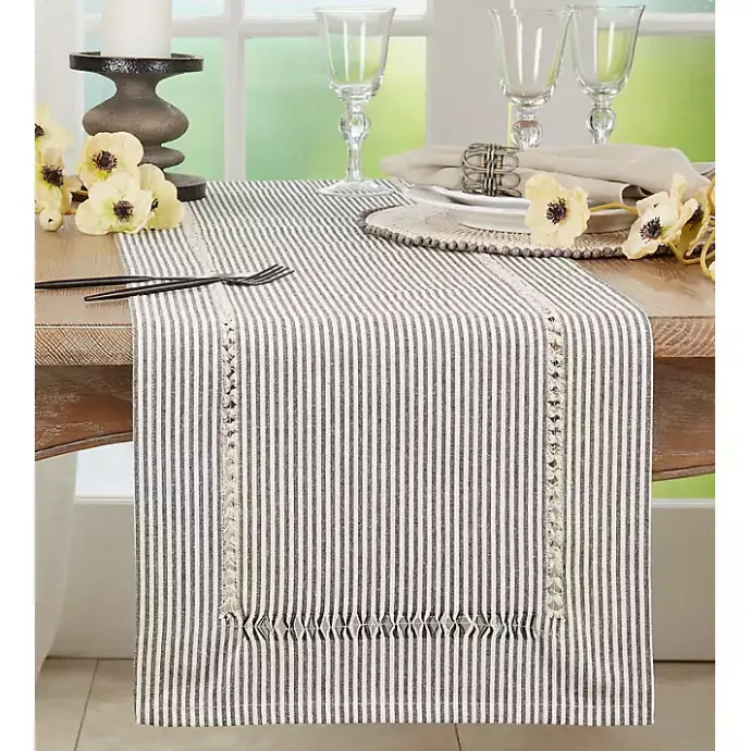 Kirklands Home Black & White Striped Table Runner, 72 in.