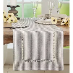 Hot Kirklands Home Black & White Striped Table Runner, 90 in.