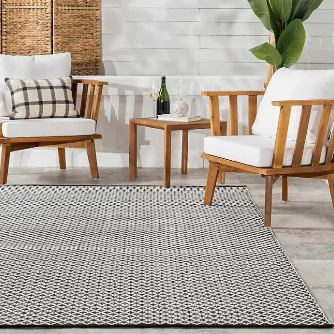 Kirklands Home Black & White Trellis Indoor/Outdoor Rug, 4x6