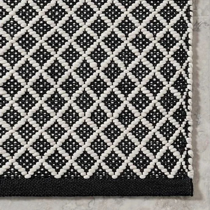 Online Kirklands Home Black & White Trellis Indoor/Outdoor Runner, 3x8