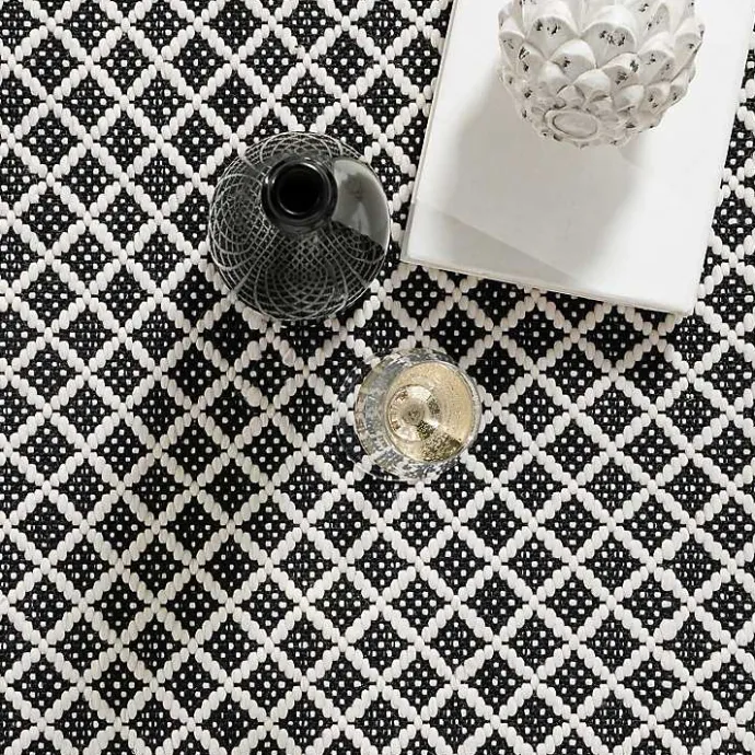 Online Kirklands Home Black & White Trellis Indoor/Outdoor Runner, 3x8