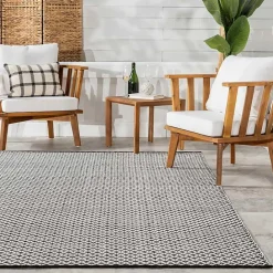 Online Kirklands Home Black & White Trellis Indoor/Outdoor Runner, 3x8