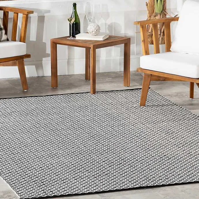 Online Kirklands Home Black & White Trellis Indoor/Outdoor Runner, 3x8