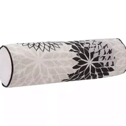 New Kirklands Home and Beige Floral Outdoor Bolster Pillow Black
