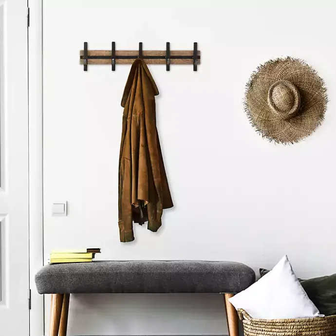 Discount Kirklands Home Black and Brown 5-Hook Coat Rack