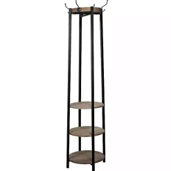 Outlet Kirklands Home Black and Brown Wood and Metal Shelf Coat Rack