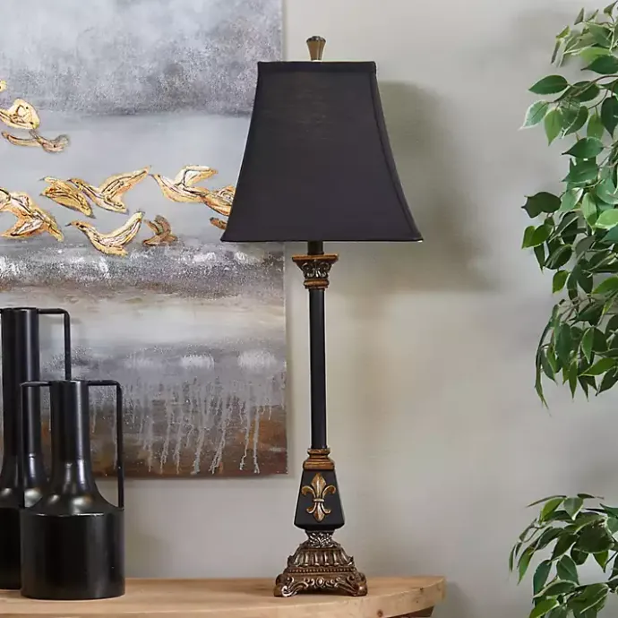 Hot Kirklands Home and Gold Fleur De Lis Buffet Lamp Black