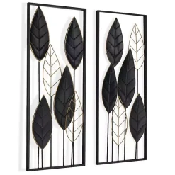 Sale Kirklands Home Black and Gold Metal Leaves Wall Plaque