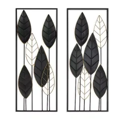 Sale Kirklands Home Black and Gold Metal Leaves Wall Plaque