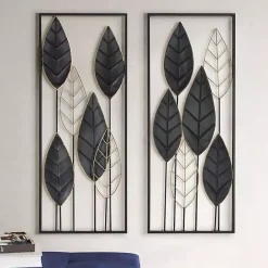 Sale Kirklands Home Black and Gold Metal Leaves Wall Plaque
