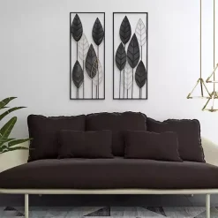 Sale Kirklands Home Black and Gold Metal Leaves Wall Plaque