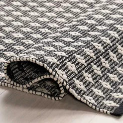 Discount Kirklands Home Black and Ivory Dainty Diamond Area Rug, 5x8