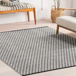 Discount Kirklands Home Black and Ivory Dainty Diamond Area Rug, 5x8