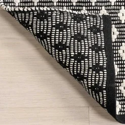New Kirklands Home Black and Ivory Dainty Diamond Area Rug, 4x6