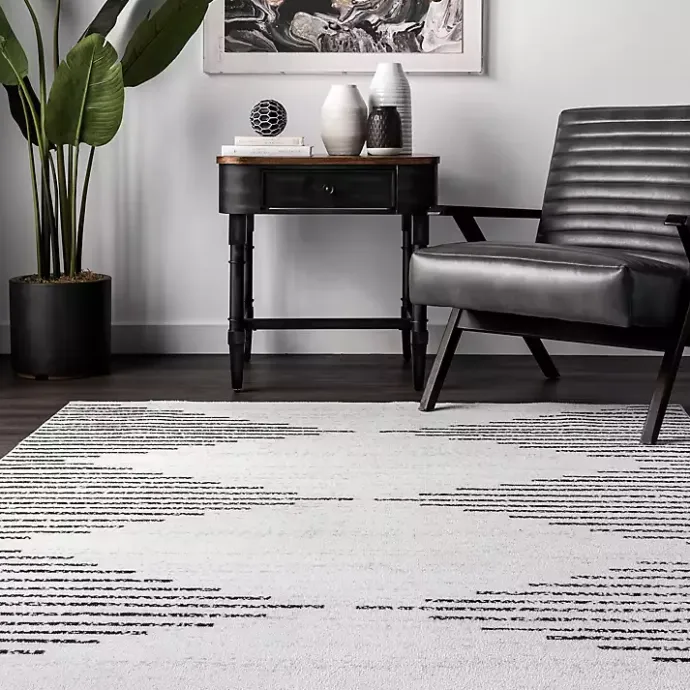 Sale Kirklands Home Black and Ivory Diamond Washable Runner