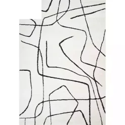 Online Kirklands Home Black and Ivory Monotone Geo Area Rug, 8x10