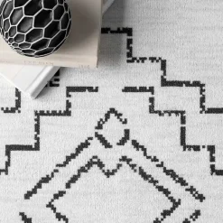 Discount Kirklands Home Black and Ivory Moroccan Washable Area Rug, 3x5