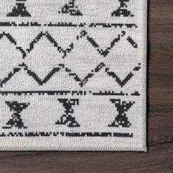 Discount Kirklands Home Black and Ivory Moroccan Washable Area Rug, 3x5