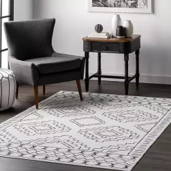 Clearance Kirklands Home Black and Ivory Moroccan Washable Area Rug, 4x6