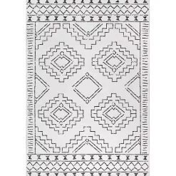 Kirklands Home Black and Ivory Moroccan Washable Area Rug, 5x8