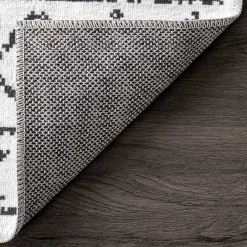 Kirklands Home Black and Ivory Moroccan Washable Area Rug, 5x8