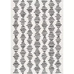 Discount Kirklands Home Black and Ivory Tulum Geometric Area Rug, 5x7