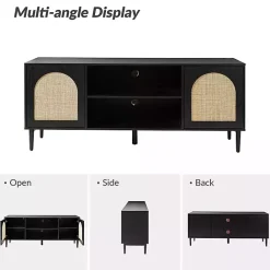 Outlet Kirklands Home and Natural Rattan Media Cabinet Black