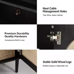 Outlet Kirklands Home and Natural Rattan Media Cabinet Black
