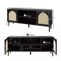 Outlet Kirklands Home and Natural Rattan Media Cabinet Black