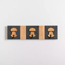 Clearance Kirklands Home Black and Natural Wood Dog Hooks