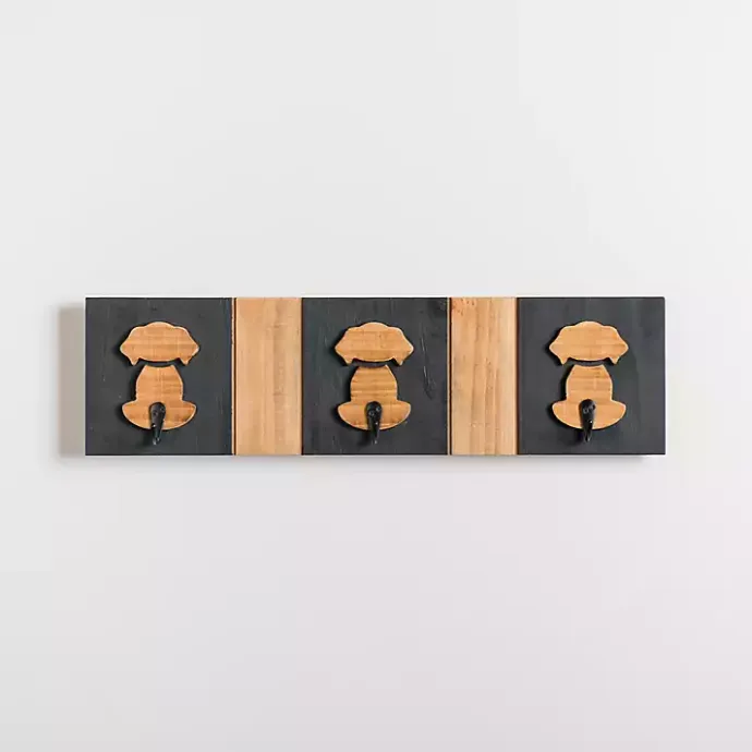 Clearance Kirklands Home Black and Natural Wood Dog Hooks