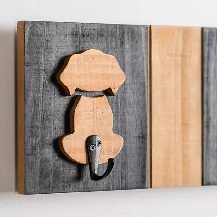 Clearance Kirklands Home Black and Natural Wood Dog Hooks