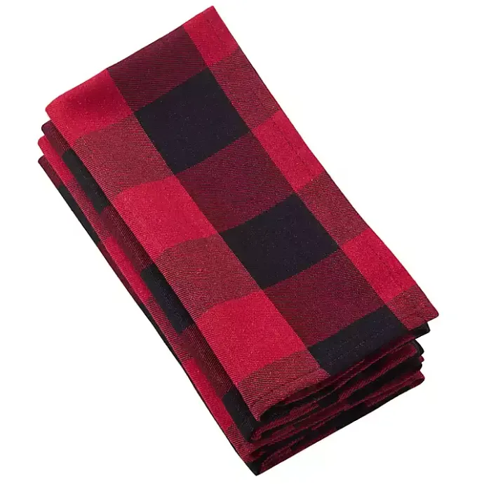 Discount Kirklands Home Black and Red Buffalo Check Napkins, Set of 4