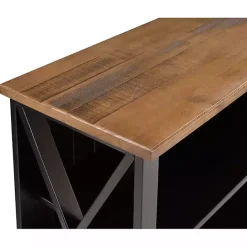 Kirklands Home Black and Rustic Oak Wood Farmhouse Console Table