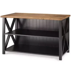 Kirklands Home Black and Rustic Oak Wood Farmhouse Console Table
