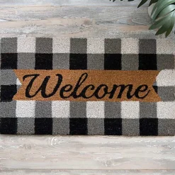 Online Kirklands Home Black And White Buffalo Check Welcome Mat