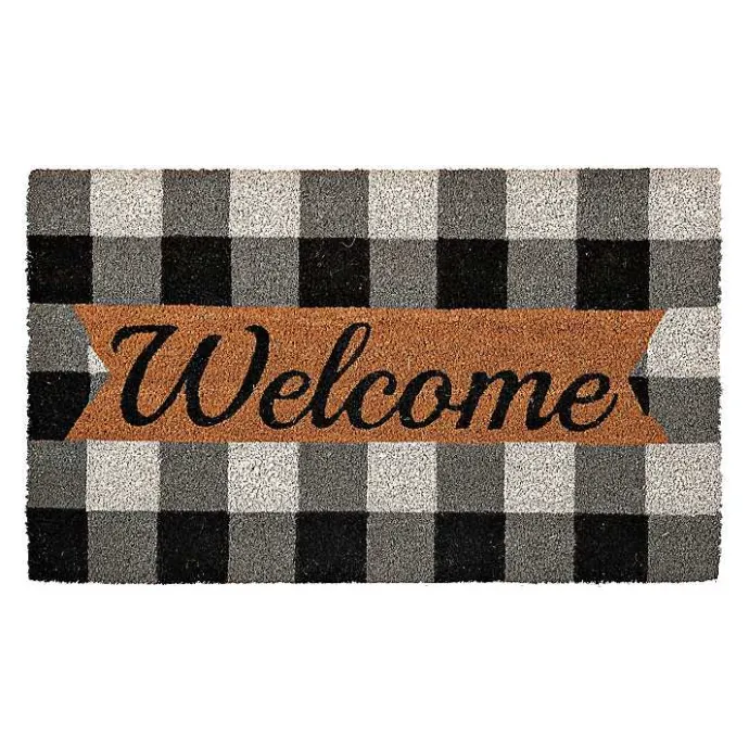 Online Kirklands Home Black And White Buffalo Check Welcome Mat