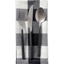 Outlet Kirklands Home and White Buffalo Check Napkins, Set of 6 Black