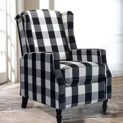 Outlet Kirklands Home Black and White Buffalo Check Recliner