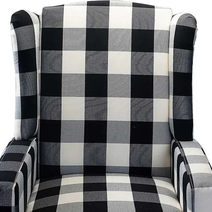 Outlet Kirklands Home Black and White Buffalo Check Recliner